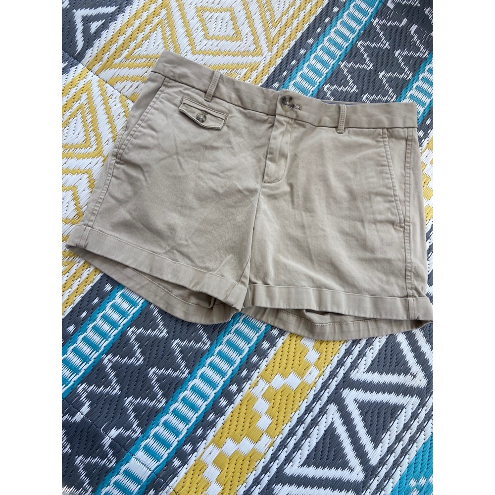 Banana Republic City Chino Shorts Womens 4 Khaki Tan Cuffed Stretch Cotton Twill